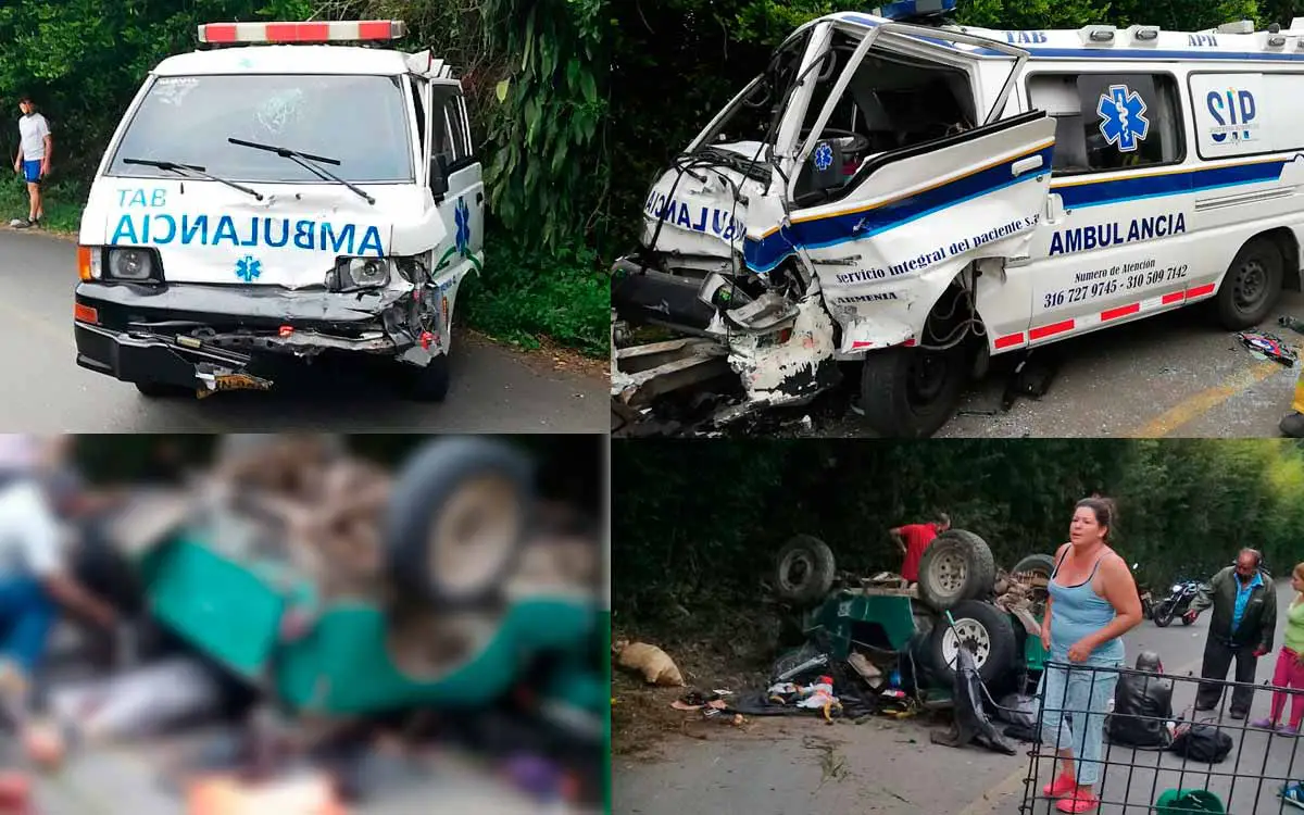 2 ambulancias se estrellaron accidente jeep Calarcá