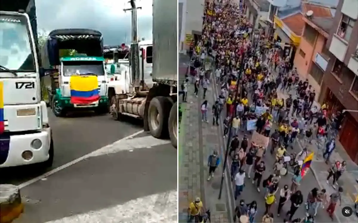 Camioneros cerraron vía bloqueos y marchas Quindío