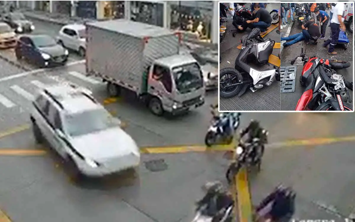 2 lesionados tras choque de una patrulla de la policía contra 3 motos en Armenia