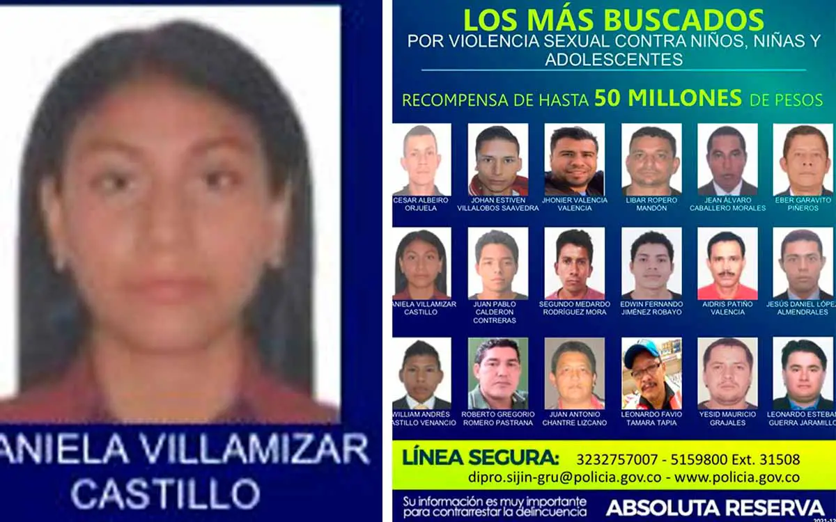 cartel de los violadores más buscados de Colombia
