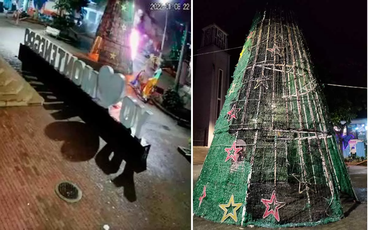 Manos criminales habrían incendiado árbol navideño en Montenegro