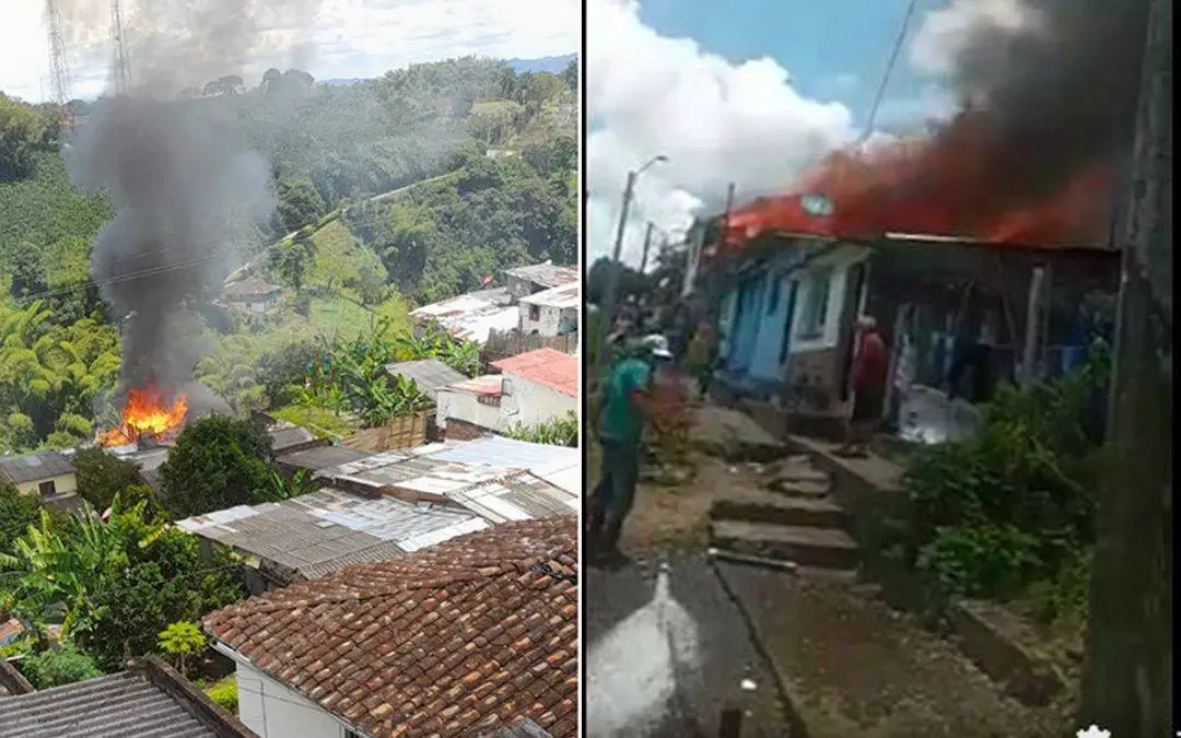 incendio en el barrio Grisales de Quimbaya