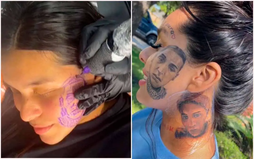 Mujer se tatuó en la cara a su ex