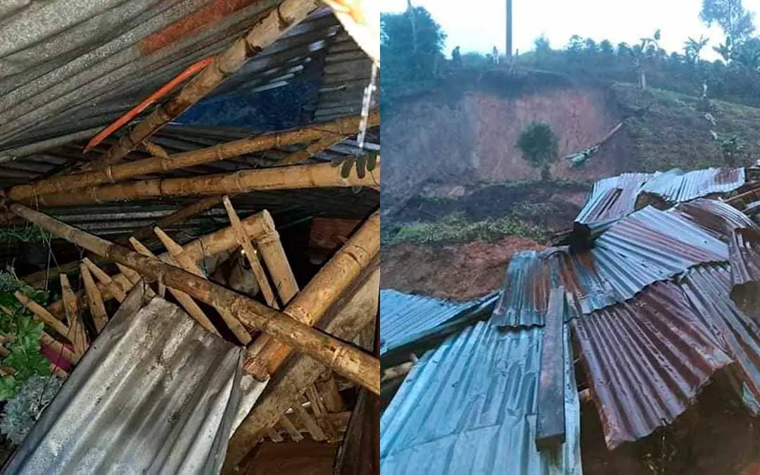 vivienda destruida por derrumbe en zona rural de Córdoba