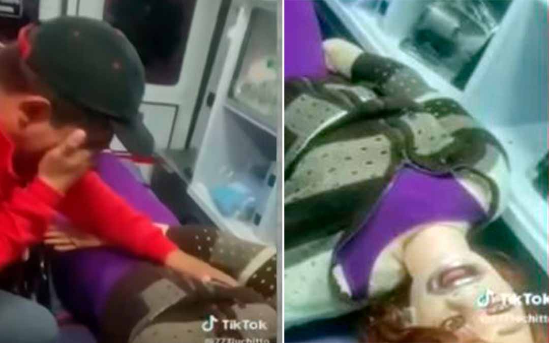 novia de trapo fue atendida por paramédicos en ambulancia