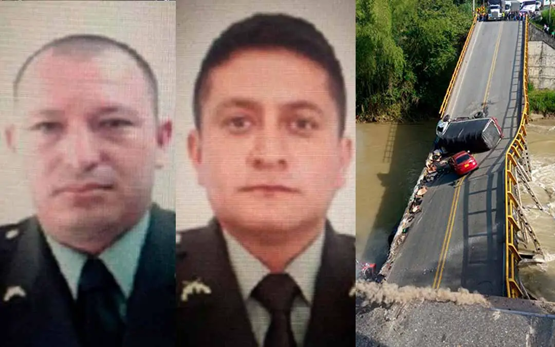 policías muertos en colapso de puente entre el Quindío y el Valle del Cauca