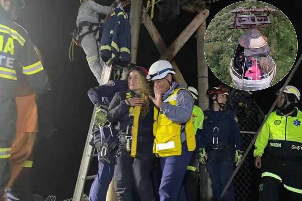 rescate personas atrapadas cable aéreo Villamaría