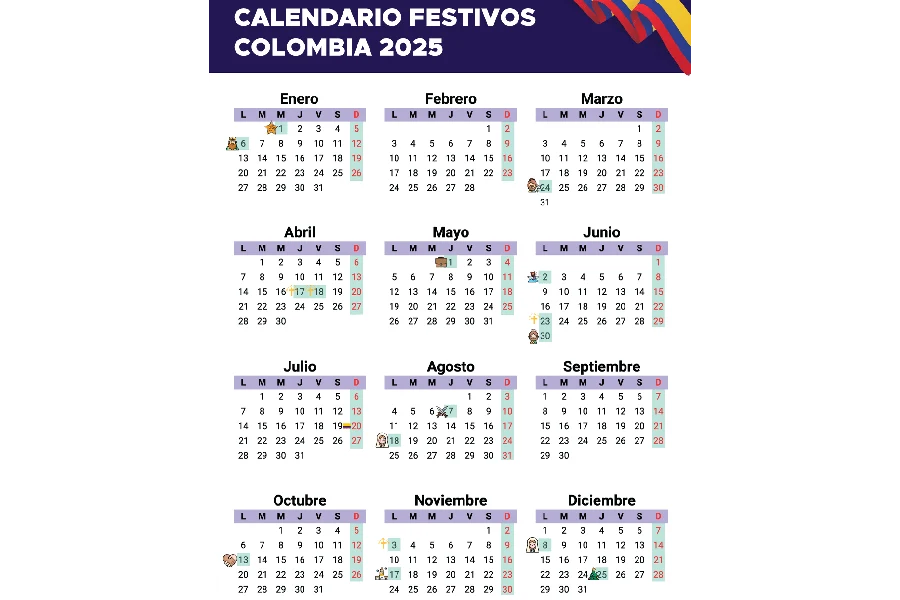 días festivos en Colombia para el 2025